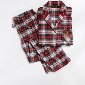 Ralph Lauren Pajama Set Ivory Plaid PJ Size Small New